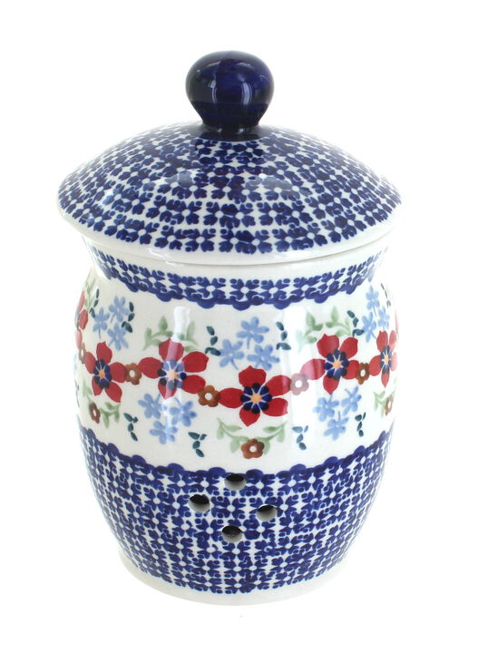 Blue Rose Polish Pottery Scarlett Ivy Garlic Keeper