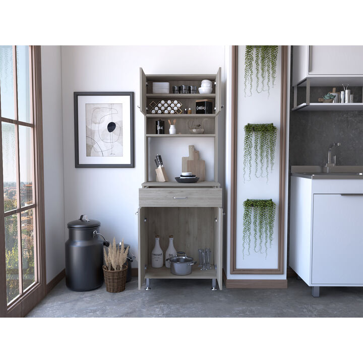 Santa Maria 1-Drawer 1-Shelf Area Pantry With Adjustable Metal Legs Light Grey
