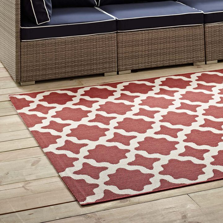 Cerelia Moroccan Trellis 5x8 Indoor and Outdoor Area Rug - Red and Beige