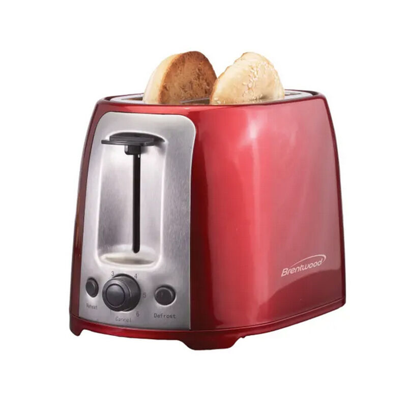 Brentwood 2 Slice Cool Touch Toaster in Red and Stainless Steel