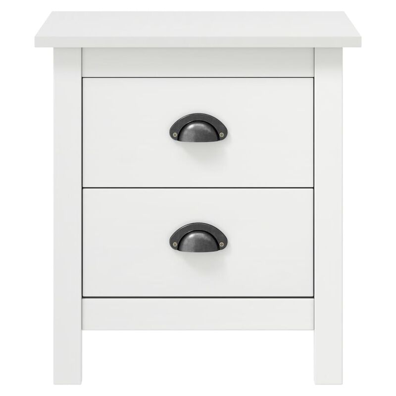 vidaXL Bedside Cabinet Hill 2 pcs White 18.1"x13.8"x19.5" Solid Pine Wood