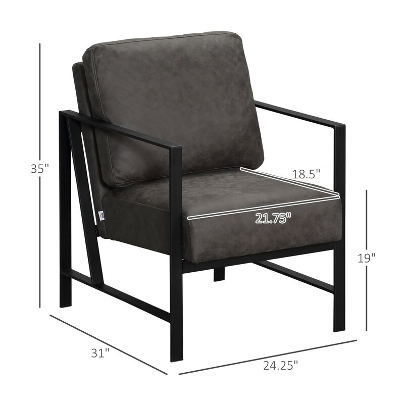 Slate Grey Accent Seat: Industrial-Inspired Faux Leather Chair