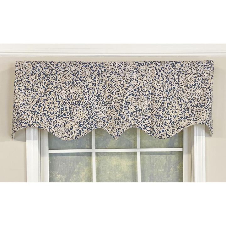 RLF Home Stella Paisley Regal Valance Pewter Gray. 3" Rod Pocket 50"W x 17"L
