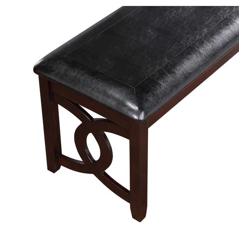 New Classic Furniture Furniture Gia 46 Solid Wood and Faux Leather Bench in Ebony Black
