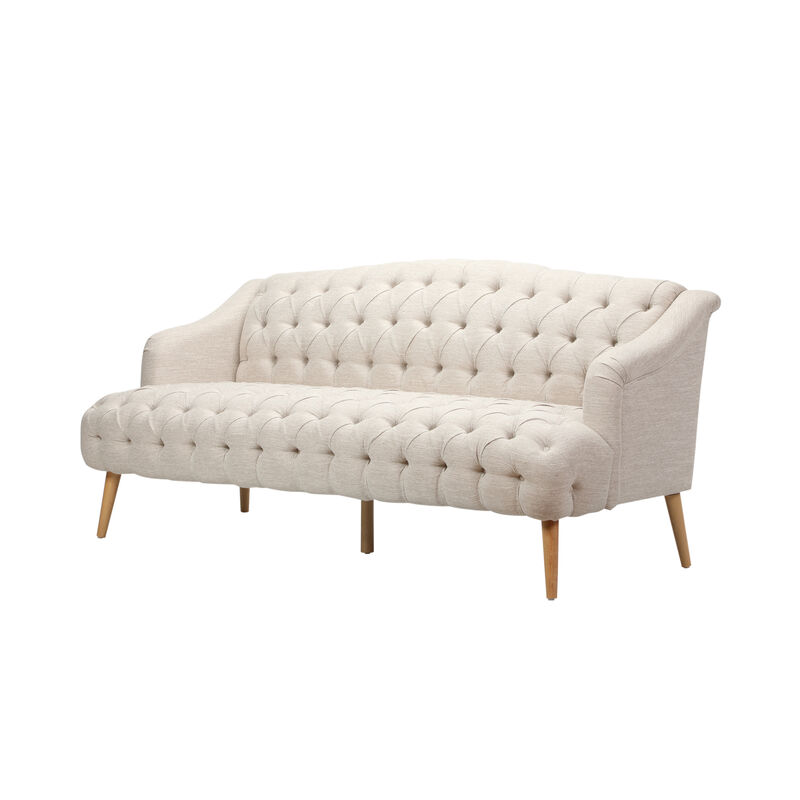 Merax Fabric 3-seat Sofa with Wooden Legs for Living Room or Study