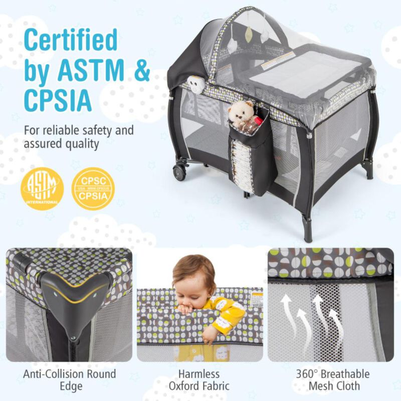 Hivvago Portable Baby Nursery Center 4-in-1 Portable Travel Crib