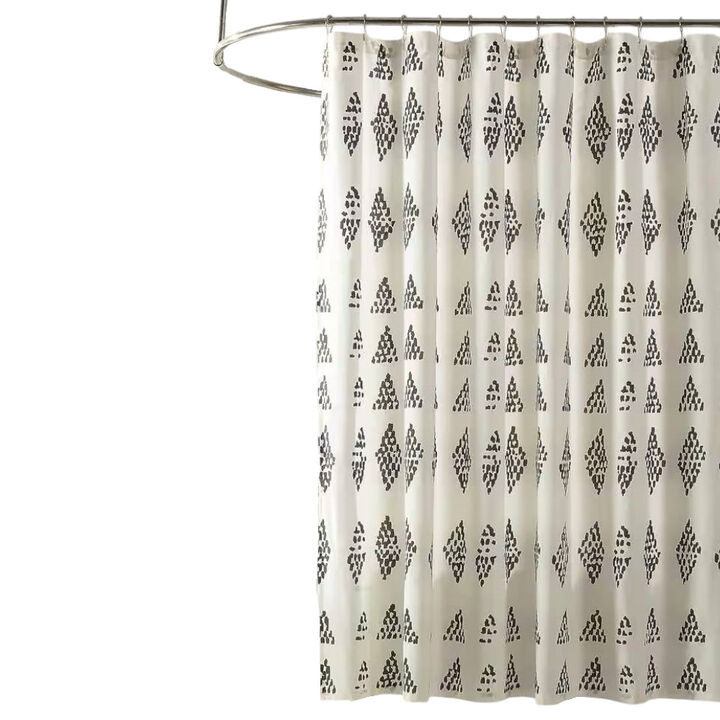Rhombus Dots Pattern Cotton Poly Shower Curtain for Stylish Bathroom Upgrade
