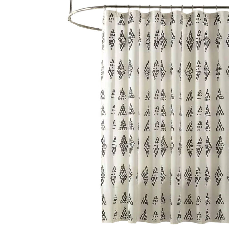 Rhombus Dots Pattern Cotton Poly Shower Curtain for Stylish Bathroom Upgrade
