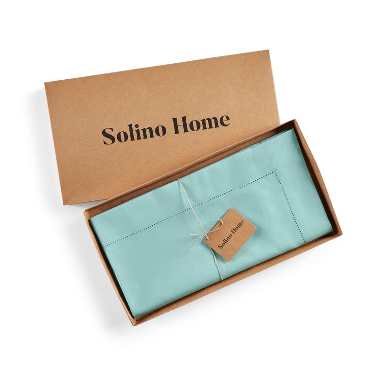 Solino Home Cotton Linen Hemstitch Table Throw 52 x 52 Inch