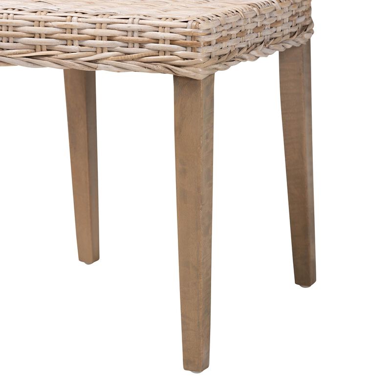 Bali & Pari Barossa Bohemian Grey Kubu Rattan And Mahogany Wood Dining Chair