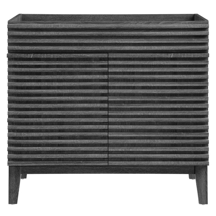 Modway Render 35" MDF and Particleboard Bathroom Vanity Cabinet in Charcoal