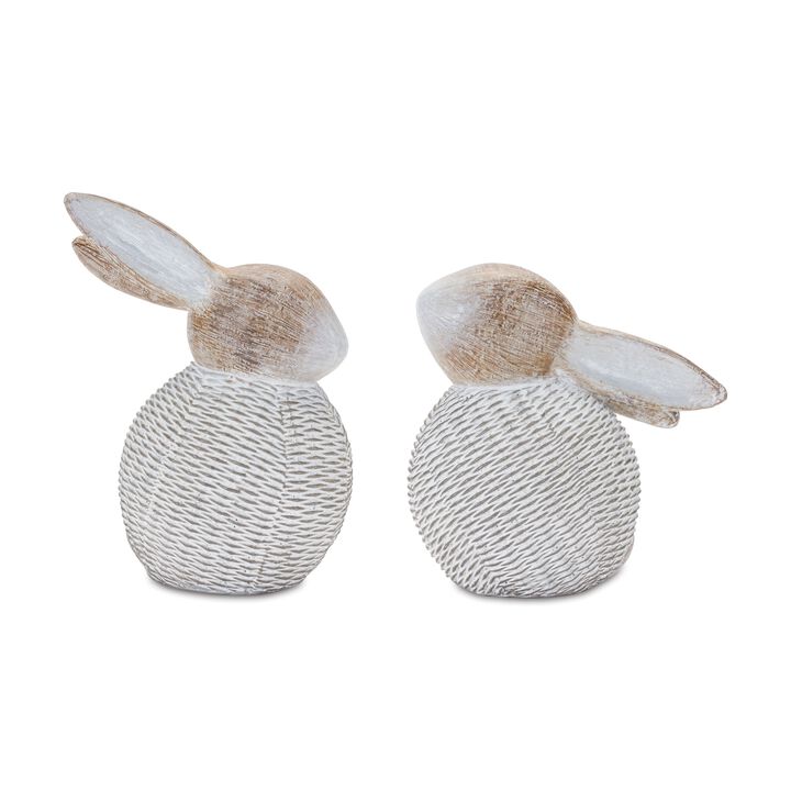 Set of 2 Bunny Figurines Decorative Garden or Home Decor Accents