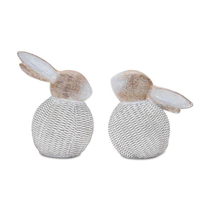 Set of 2 Bunny Figurines Decorative Garden or Home Decor Accents