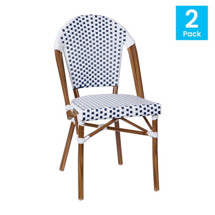 2PK White/Navy Paris Chair