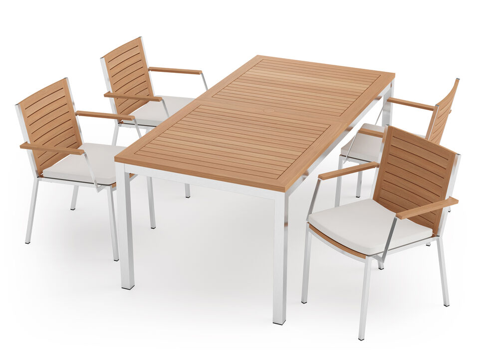 Monterey 4 Seater Dining Set with 72 in. Table - Aluminum and Teak