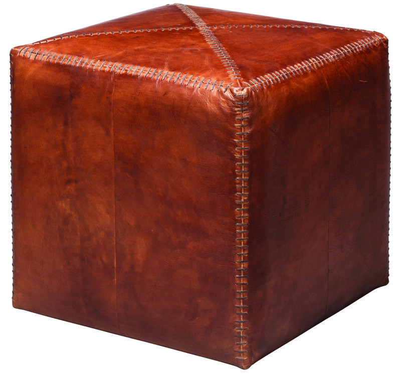 Tobacco Leather Ottoman