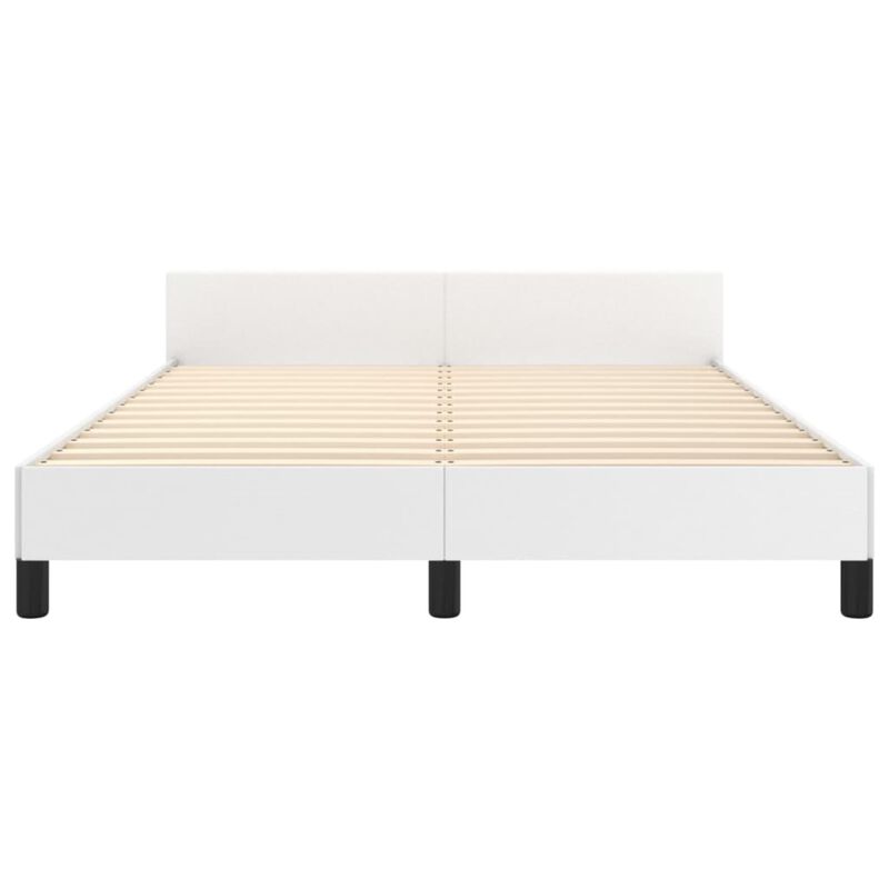 vidaXL White Queen Bed Frame with Headboard - Faux Leather Finish - Engineered Wood Construction - Suitable for 59.8"x79.9" Mattress - Modern Design