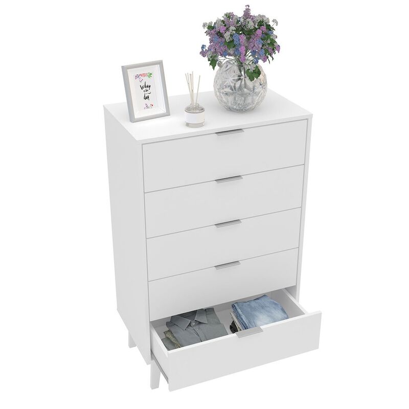 Polifurniture Victoria Modern 5 Drawer Dresser, White