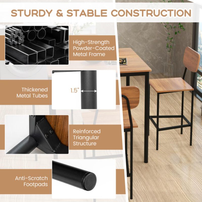 Hivvago 5-Piece Counter-Height Dining Bar Table Set with 4 Bar Chairs
