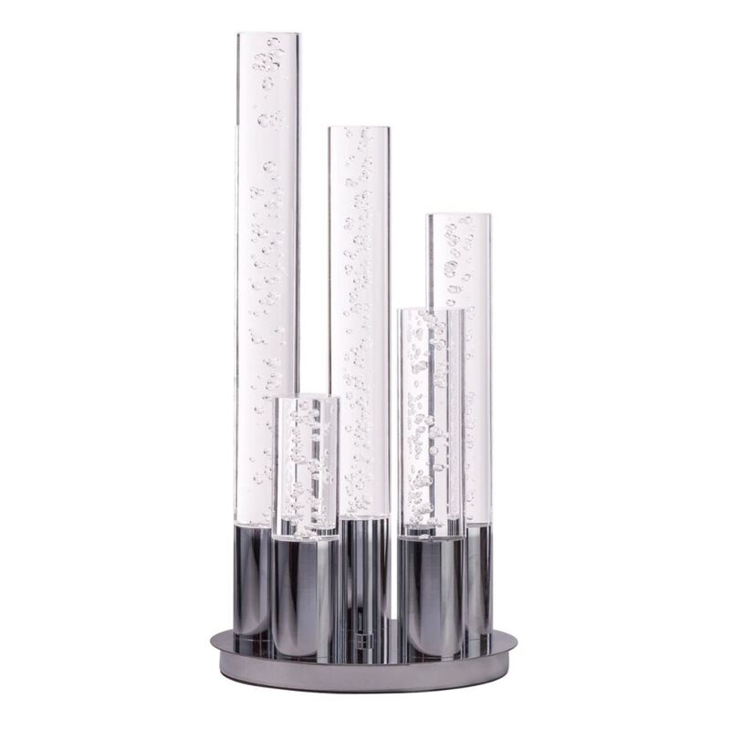 Cylinders Table Lamp Chrome Metal and Acrylic Dimmable LED Light