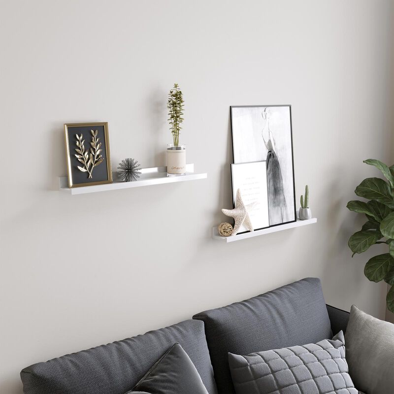 Set of 2 Wall Shelves - 23-Inch Floating Ledges for Picture Shelving