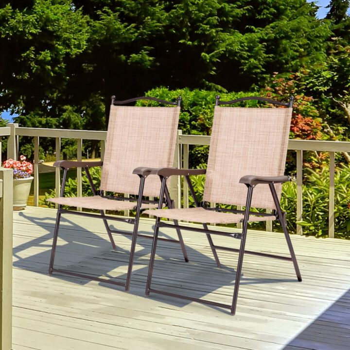 Hivvago Set of 2 Patio Folding Sling Back Camping Deck Chairs