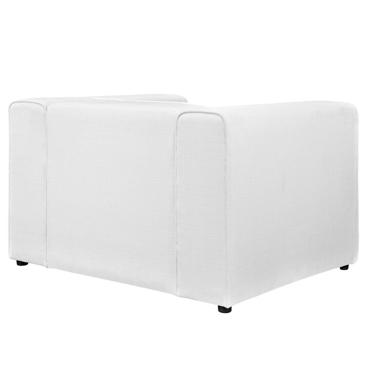 Modway Mingle Upholstered Fabric Generously Padded Accent Arm Lounge Chair in White