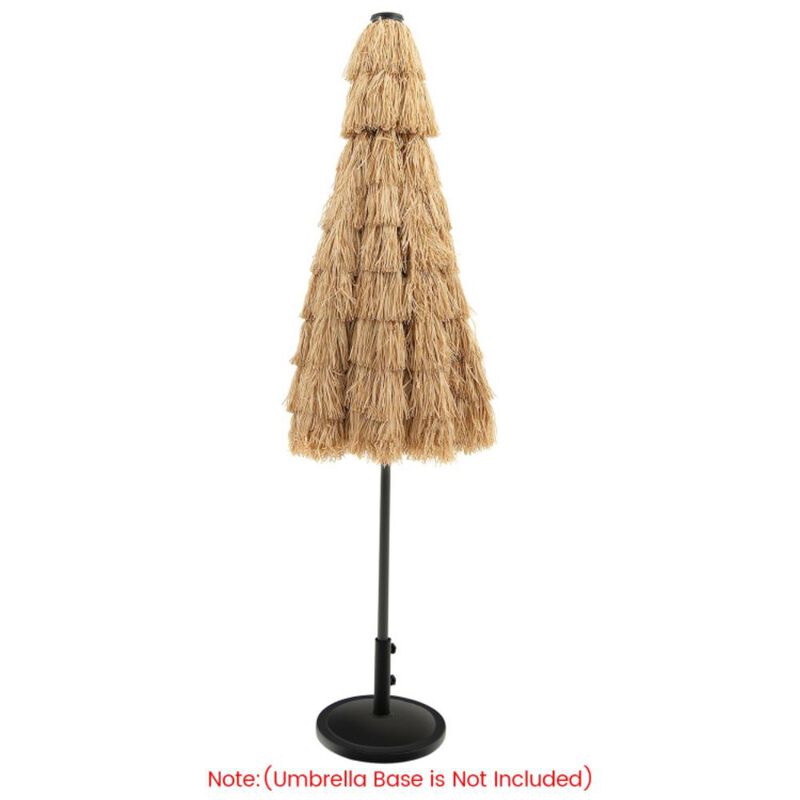 Hivvago 9 Feet Solar Powered Thatched Tiki Patio Umbrella with Led Lights
