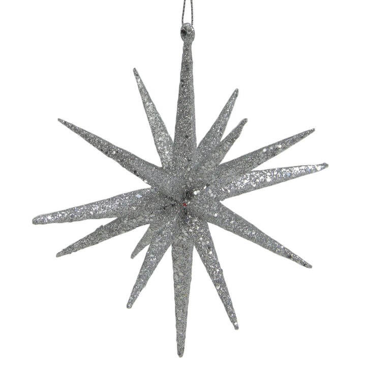 6" Silver Sparkling Starburst Hanging Christmas Ornament