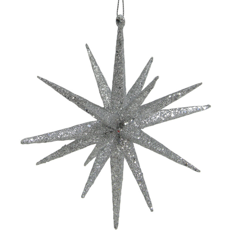 6" Silver Sparkling Starburst Hanging Christmas Ornament