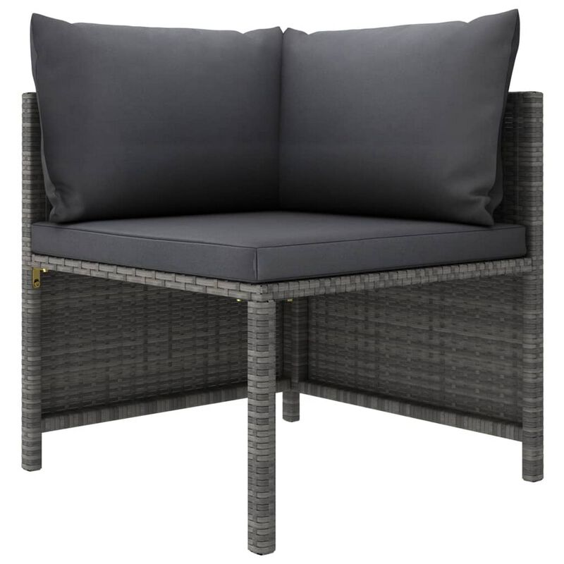 Avio 9pc Outdoor Modular Sofa Set, Square Coffee Table, Gray Rattan - Benzara