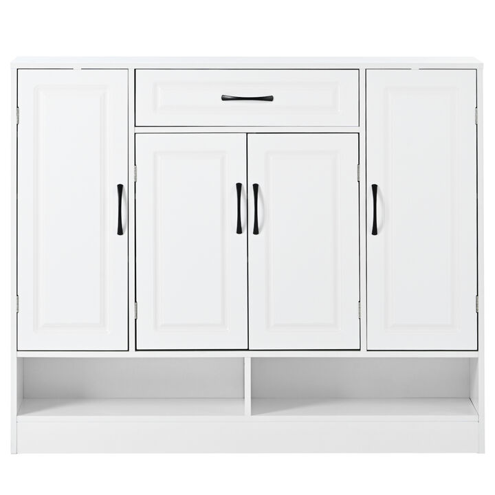 Modern White Shoe Cabinet with Adjustable Shelves