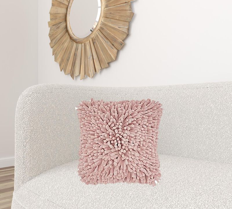 Hivvago 20" Pale Pink Soft Nubby Shag Throw Pillow