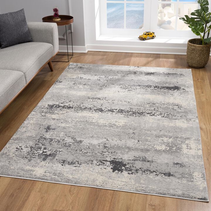Vogue Contemporary Abstract Grey Beige Indoor Area Rug