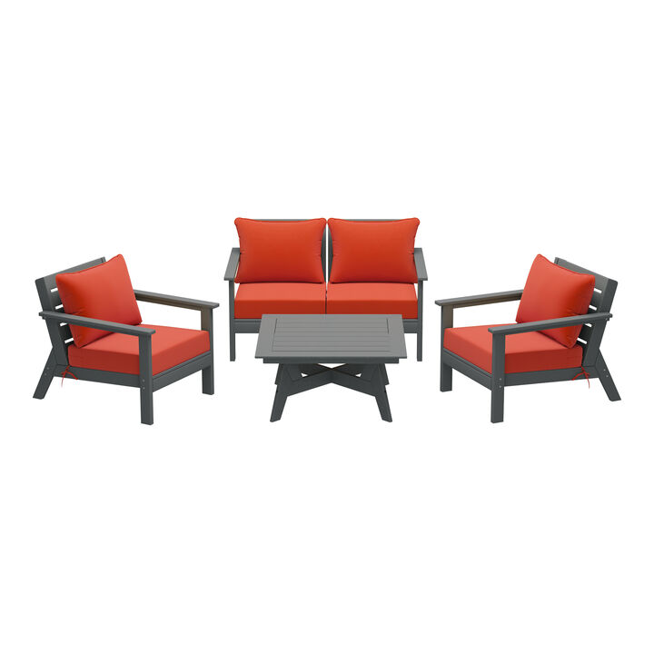 WestinTrends Outdoor 5-Piece Modular Sectional Patio Furniture Sofa Set