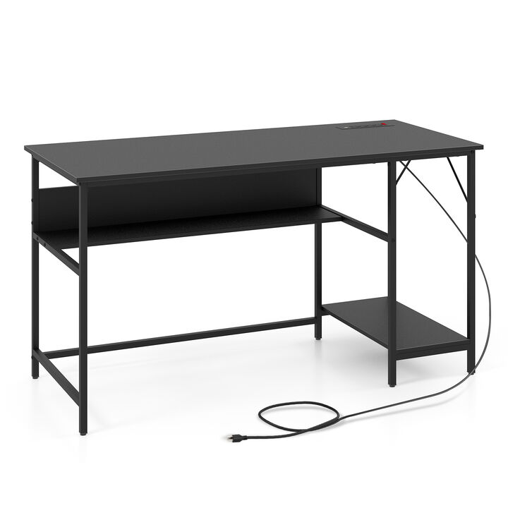 Computer Desk with 4 Power Outlets & CPU Stand