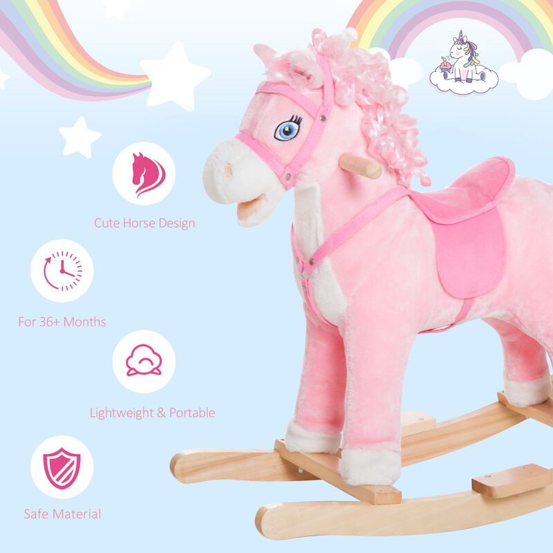 Pink Pony Pal: Plush Rocking Horse with Sounds & Swinging Tail