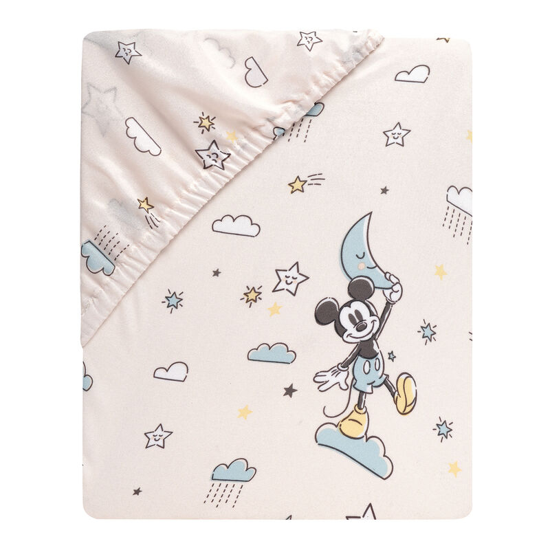 Lambs & Ivy Disney Baby Moonlight Mickey Mouse Fitted Crib Sheet - White