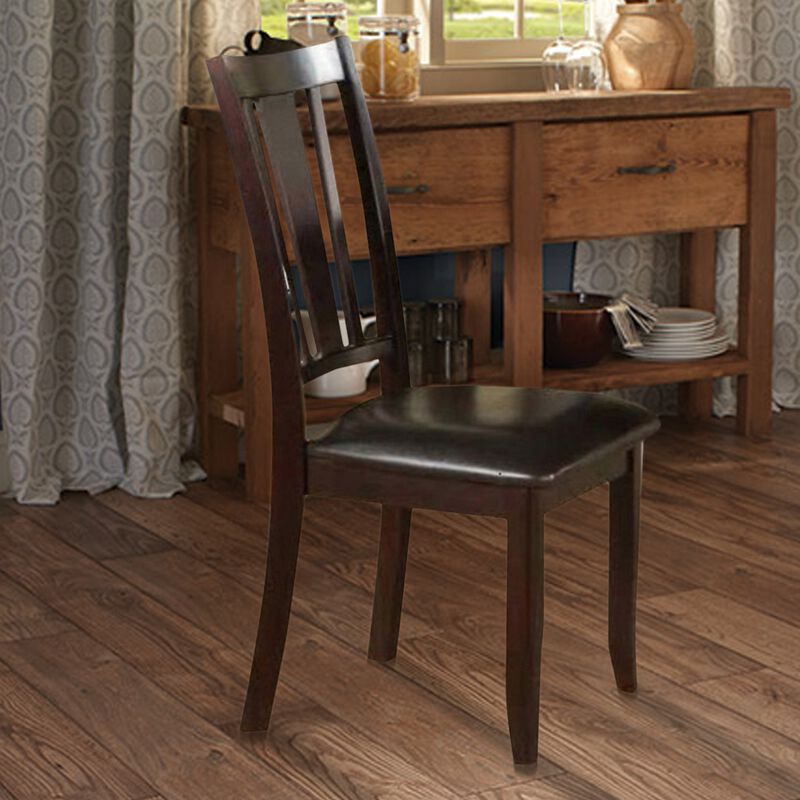 Contemporary Rubber Wood Dining Chair With Upholstered Seat, Set Of 2,Brown-Benzara