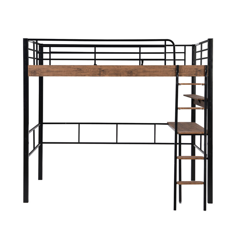 Merax Metal Frame Loft Bed with Desk  and Ladder