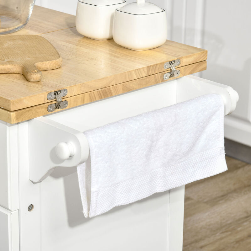 Kitchen Island Cart on Wheels with Extended Counter Drawer Cabinet Towel Racks