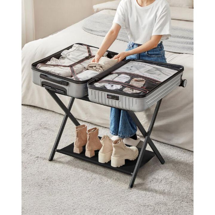 Set of 2 Luggage Racks with Foldable Design for Convenient Travel and Storage