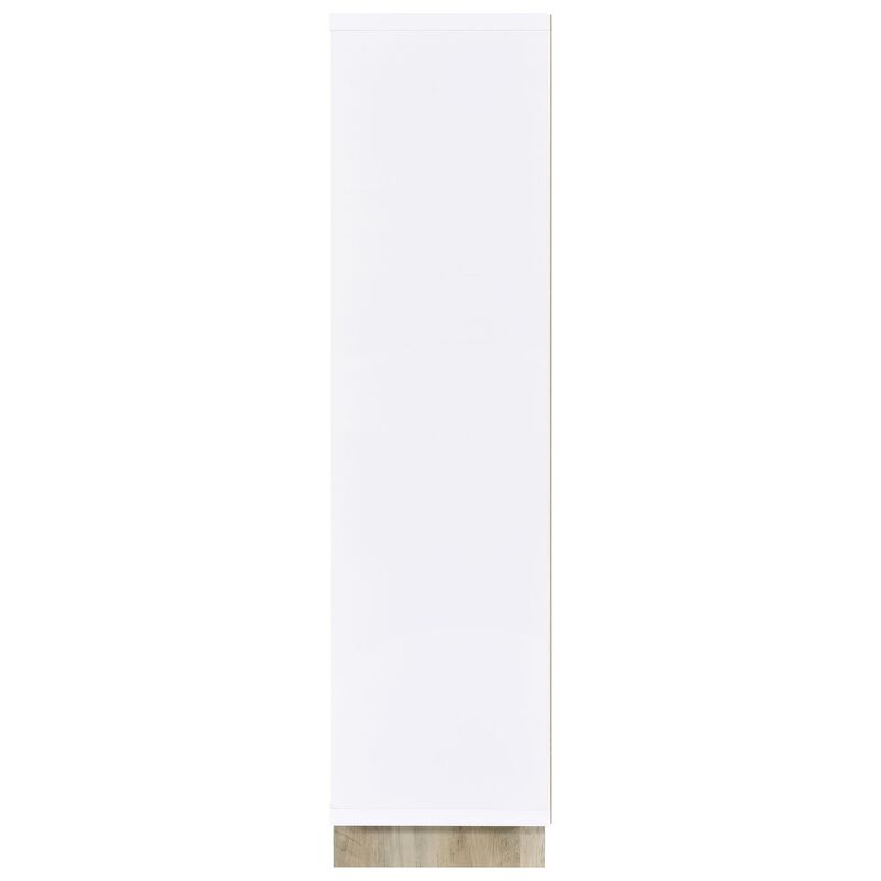 Aton Bookcase, Multiple Shelves and Compartments, Distressed White - Benzara