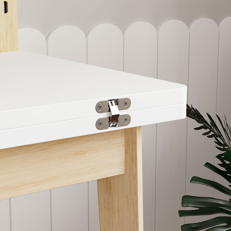 FUFU&GAGA Modern Expandable Folding Table with MDF Top & Rubberwood Legs (47.2" L x 31.5" W x 29.3" H),White & Natural