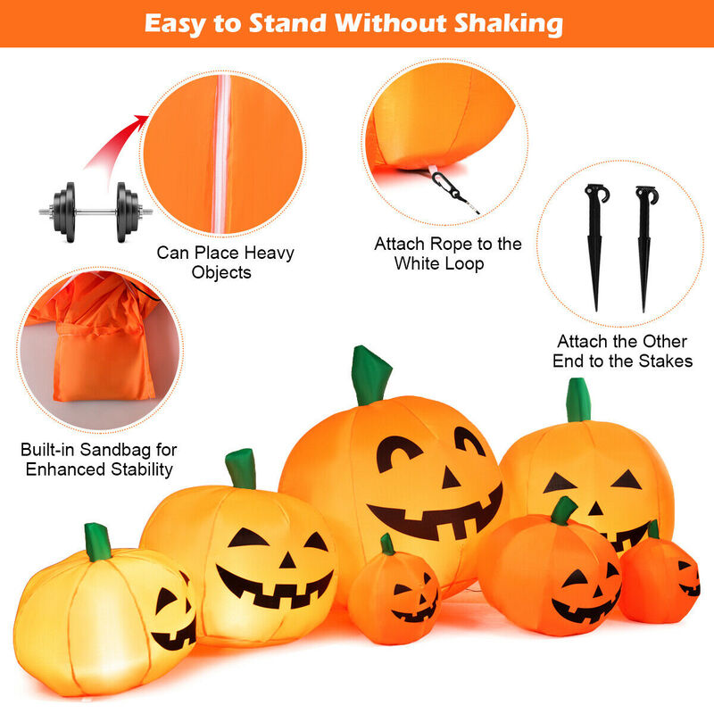 Halloween Inflatable 7 Pumpkins Patch with LED Lights