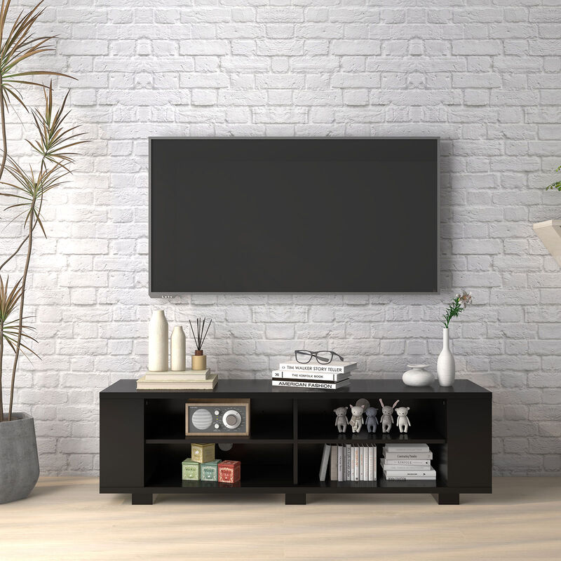 59 Inch Console Storage Entertainment Media Wood TV Stand