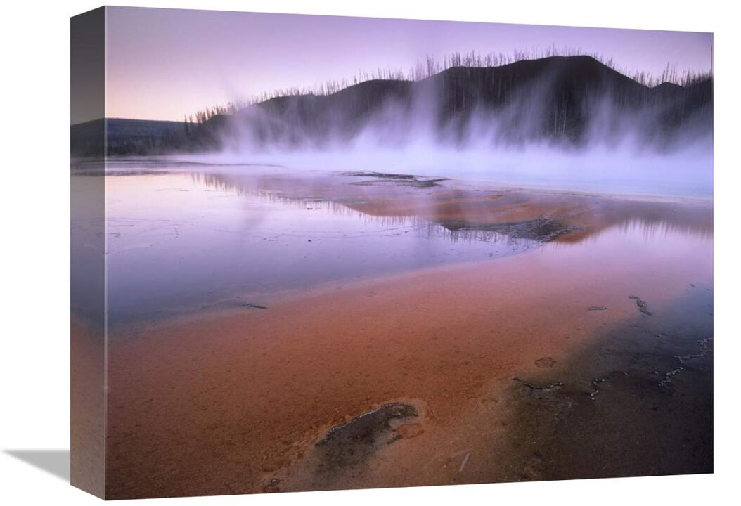 Steaming hot springs at Lower Geyser Basin, Yellowstone National Park, Wyoming-Canvas Art-16x12