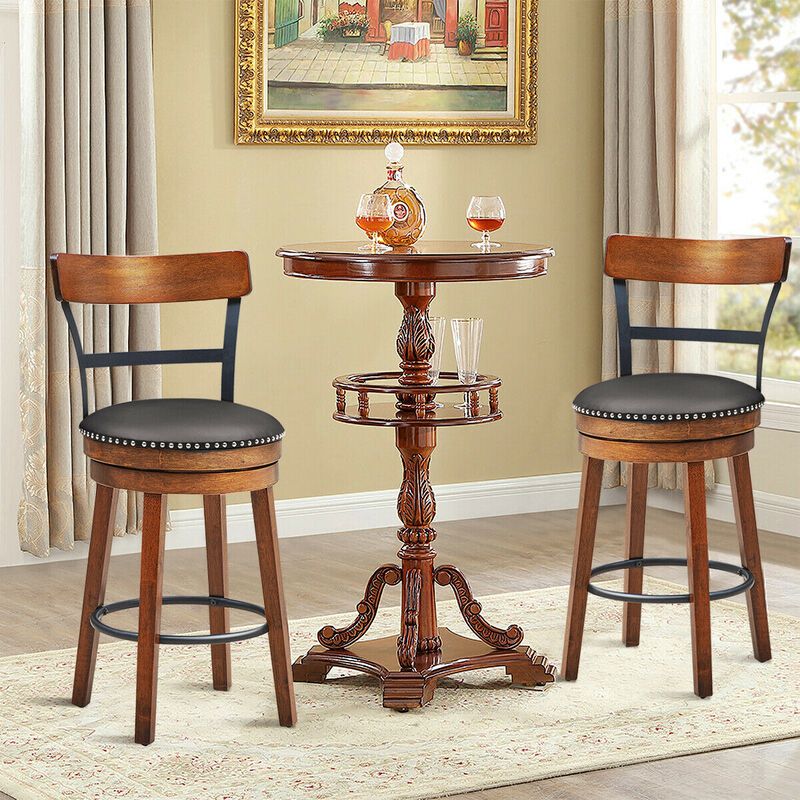 Set of 2 30.5/25.5 Inch Swivel Pub Height Bar Stool