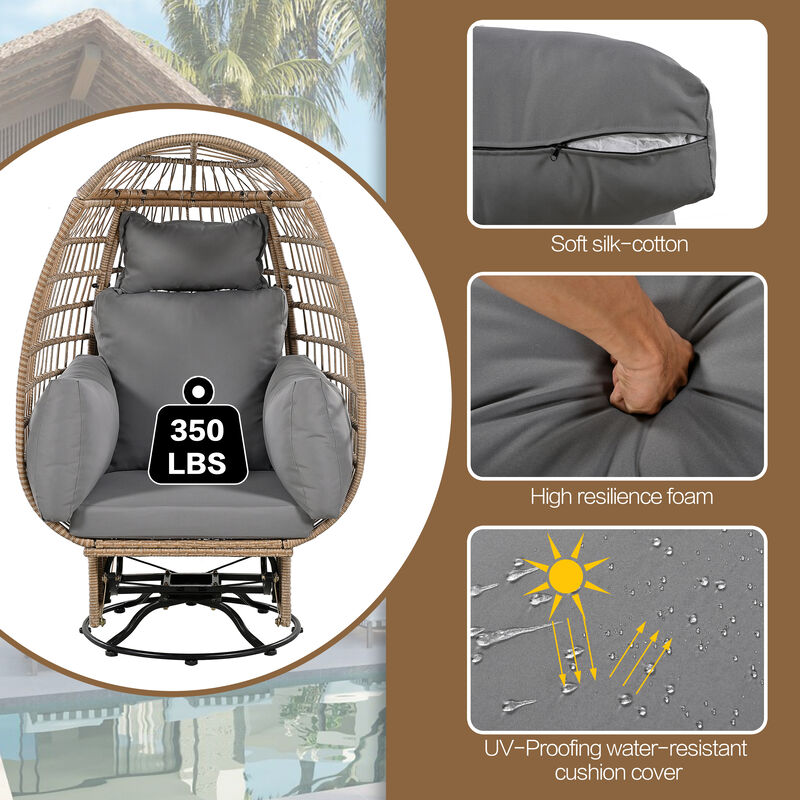 Merax Egg-shape Outdoor Swivel Chair with Cushions