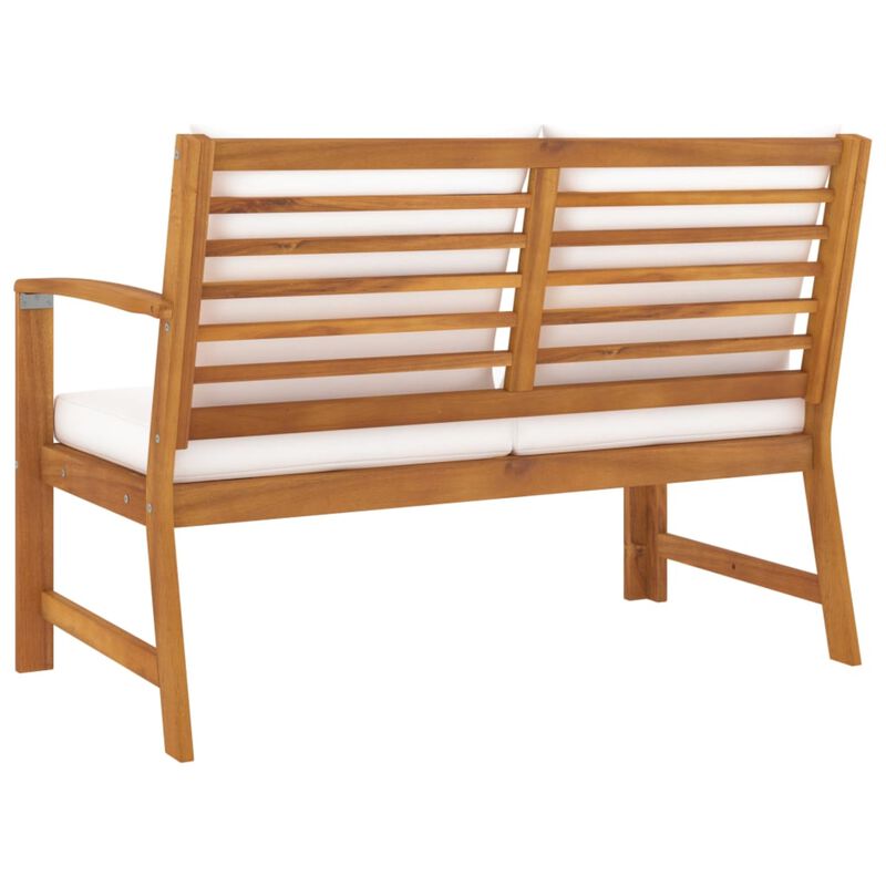 vidaXL Garden Bench 45.1" with Cream Cushion Solid Acacia Wood